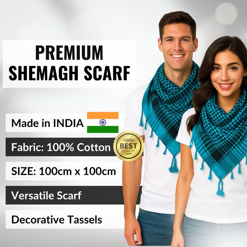LOVARZI Shemagh Scarf for men Premium Cotton Turquoise Blue Head Wrap Tactical Gear Face Scarves for Sand Dust Snow -Paintball Hiking Motorcycling Accessories - Image 2